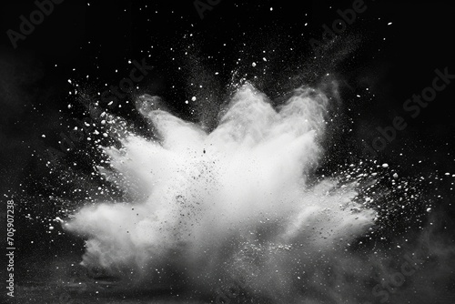 White Powder Explosion on Black Background photo