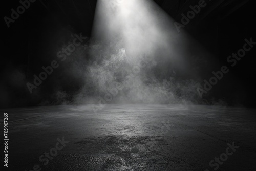 Panoramic Foggy Stage: Abstract Concrete Background for Product Placement