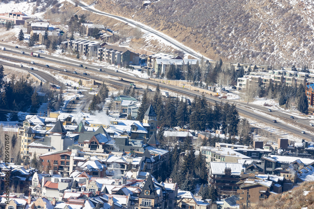 Town of Vail Colorado Next to I-70 Highway