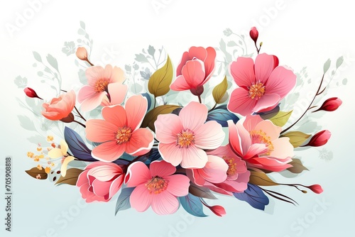 Vector of spring flowers on white background