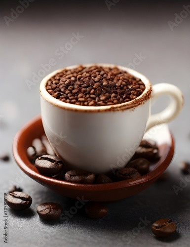 coffee beans and cup