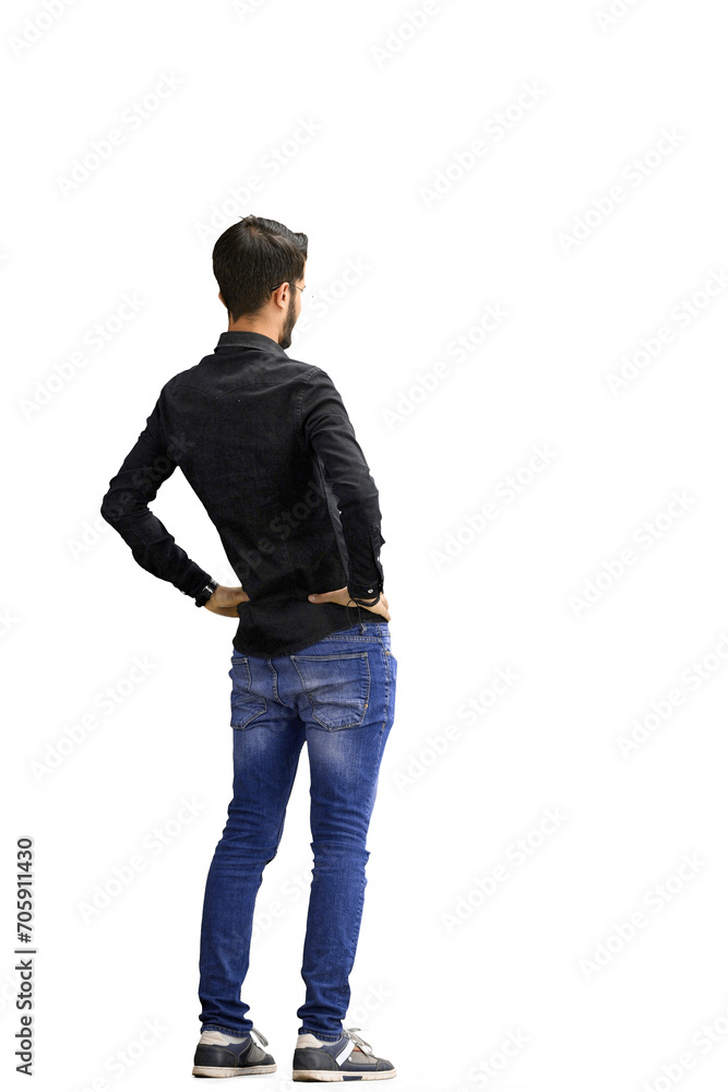 A man, on a white background, in full height, warming up A man, on a white background, in full height, warming up