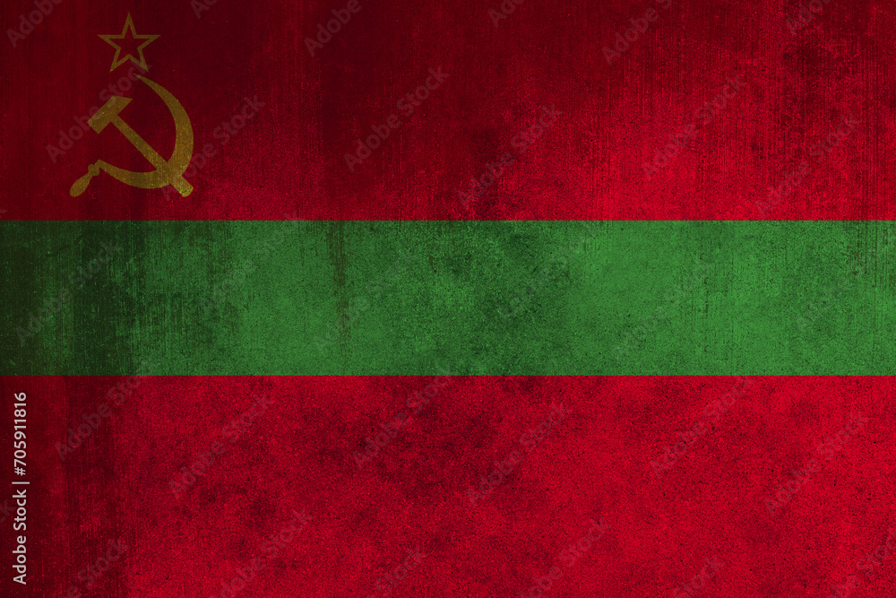 Flag of Transnistria, Fabric flag of Transnistria. Transnistria National Flag, Fabric and Texture Flag Image of Transnistria.