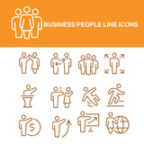 business people line icons vector set , teamwork line icon vector 