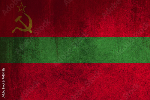 Flag of Transnistria, Fabric flag of Transnistria. Transnistria National Flag, Fabric and Texture Flag Image of Transnistria. photo