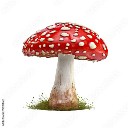  Mushroom Amanita closeup isolated on transparent background.