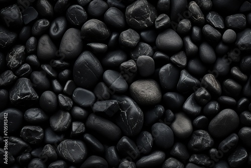 Black stone pebbles background