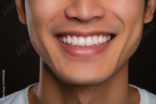 Smile with white healthy teeth of young asian man