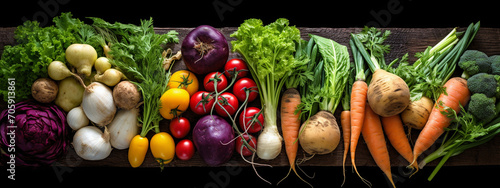 Fresh vegetables  organic healthy vegan food. On a black background.