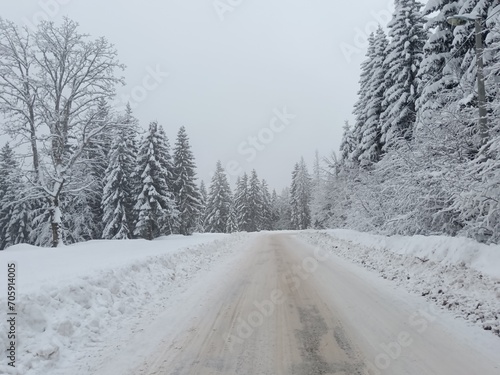 snow covered road 