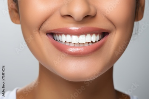 Beautiful woman showing healthy teeth