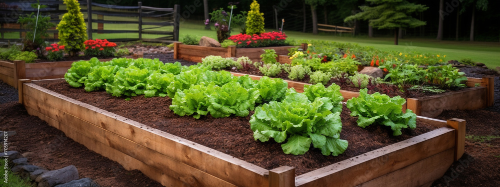 growing vegetables in wooden boxes.