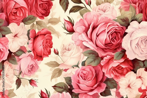 Floral background with roses. Generative AI