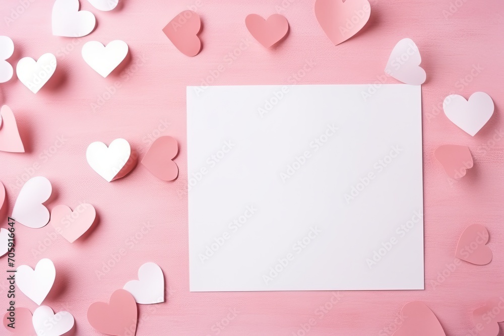 background for valentine39s day with a sheet of paper flat lay