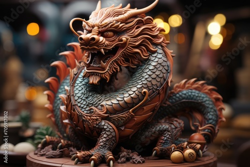 Happy Chinese New year 2024. Colorful Chinese Dragon