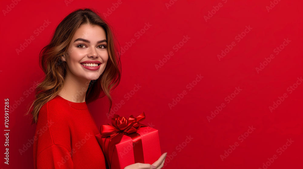 Fototapeta premium woman with gift box, ai