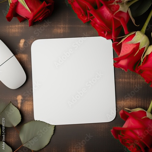 White Blank Mouse Pad Mockup. Side View. 