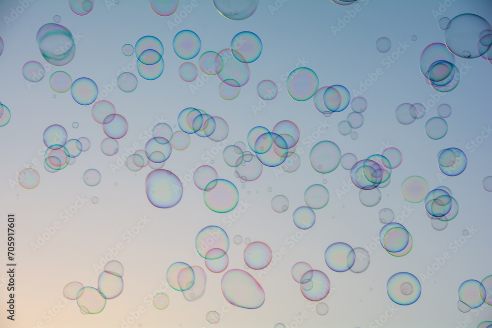 Lots of soap bubbles in the sky
