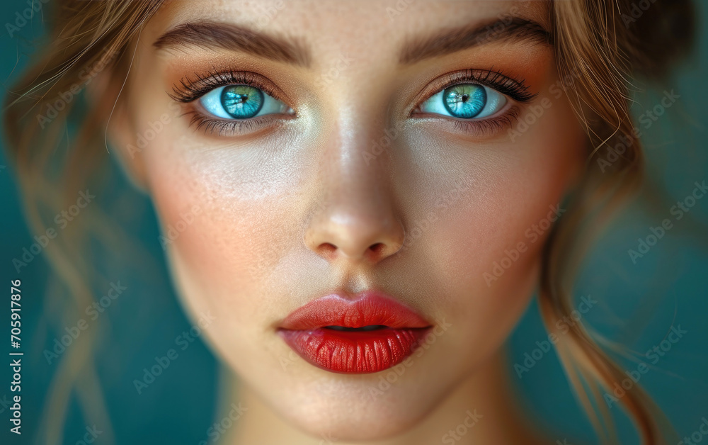 Beautiful woman with fresh permanent makeup for lips, beauty studio shot Beautiful woman with fresh permanent makeup for lips, beauty studio shot