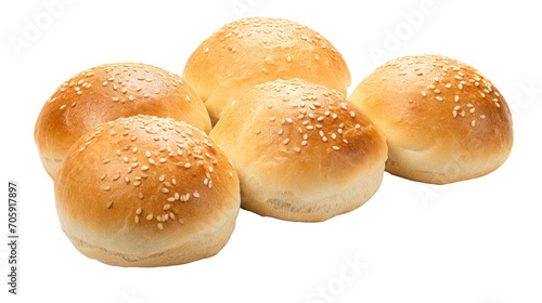  Hamburger Buns with sesame seeds isolated on transparent background  © al