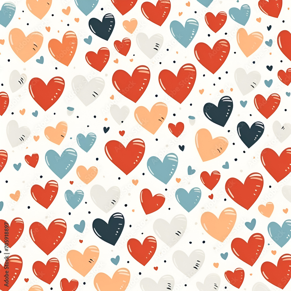 Seamless pattern with colourful hearts on white background Seamless pattern with colourful hearts on white background