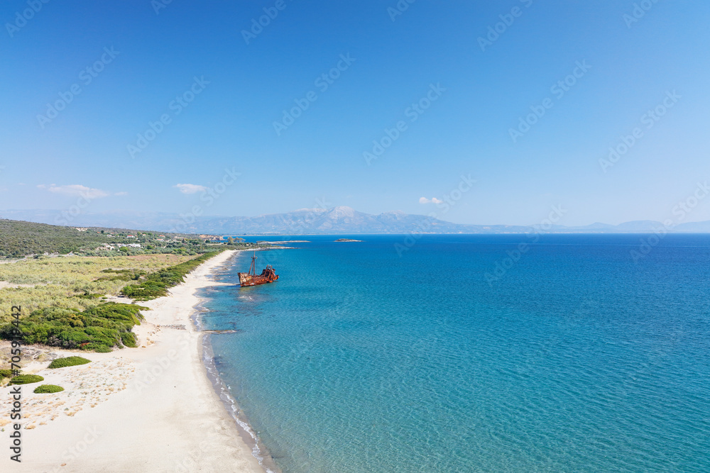 The beach Valtaki or Glyfada near Gytheio in Lakonia, Greece