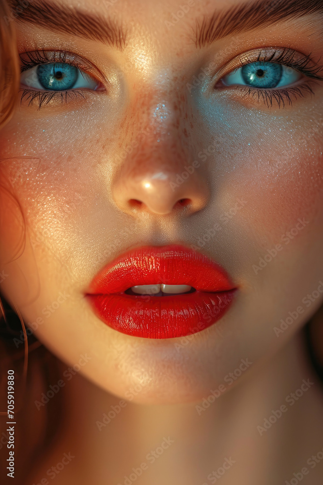Beautiful woman with fresh permanent makeup for lips, beauty studio shot Beautiful woman with fresh permanent makeup for lips, beauty studio shot