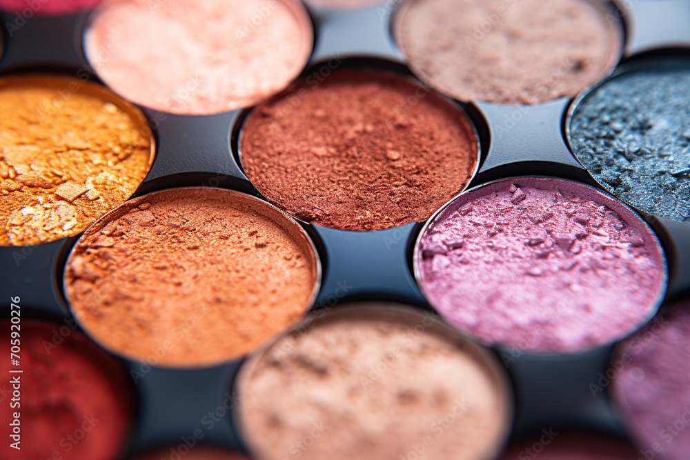 Makeup eyeshadow palette background. Cosmetic products Makeup eyeshadow palette background. Cosmetic products