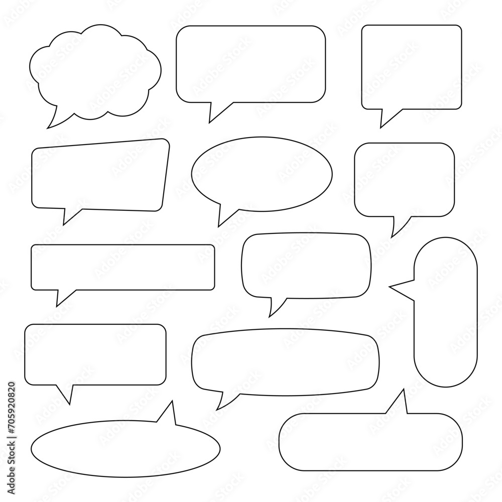 Speech bubble, speech balloon, chat bubble line art vector icon for apps and websites. Speech bubble, speech balloon, chat bubble line art vector icon for apps and websites.