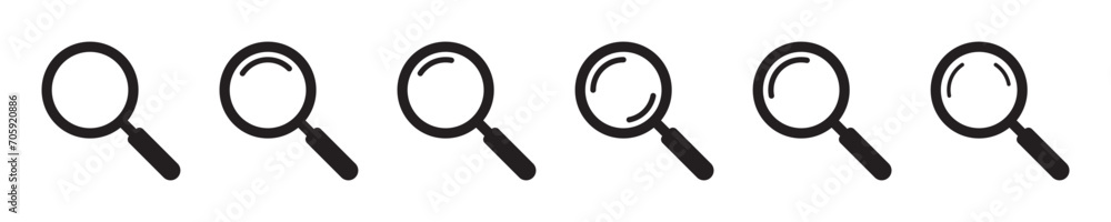 Magnifying glass icon, vector magnifier or loupe sign. Web search icon. Magnifying glass icon, vector magnifier or loupe sign. Web search icon.