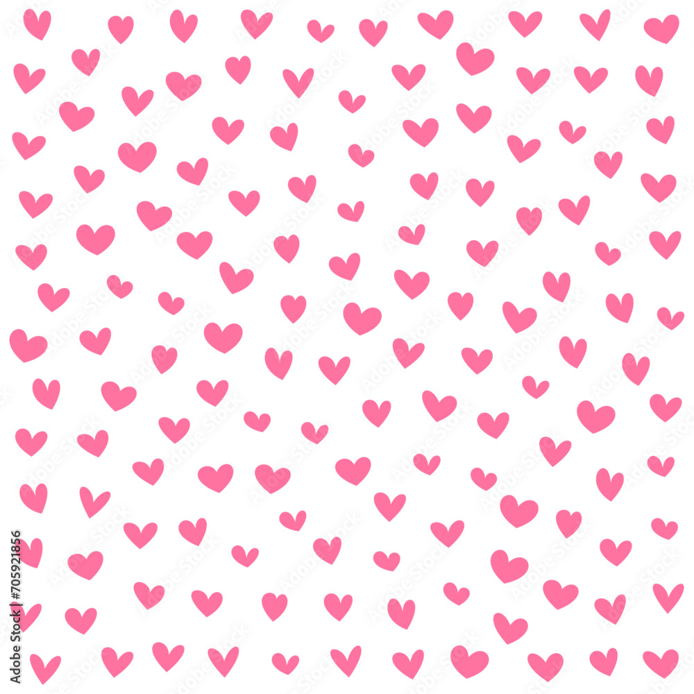 Pink love heart pattern illustration. Valentine's day holiday backdrop texture with small hearts.