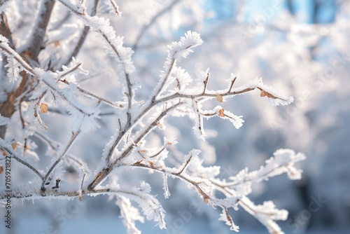 Tree branch covered with white frost © Alina