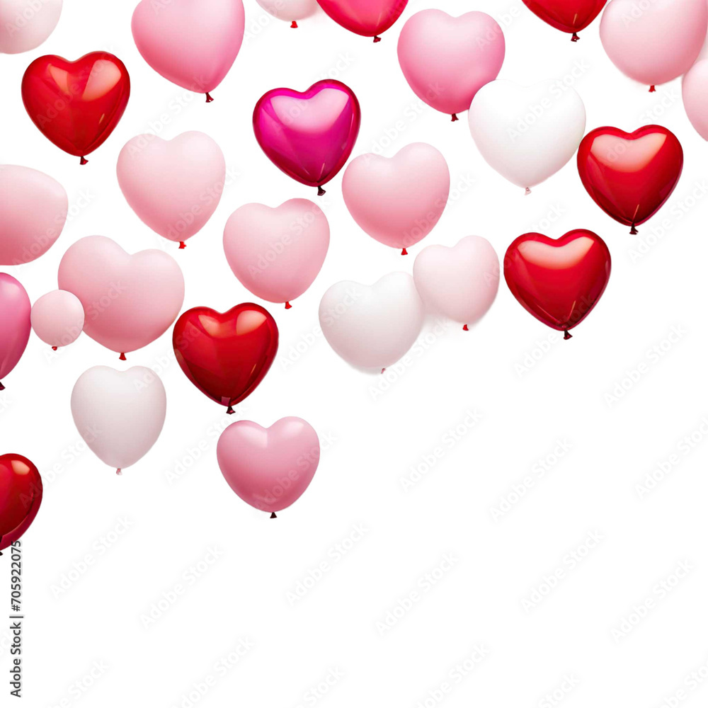 Flying hearts,valentines background ,greeting card template isolated on transparent background.love concept,special day concept,happy valentines day.