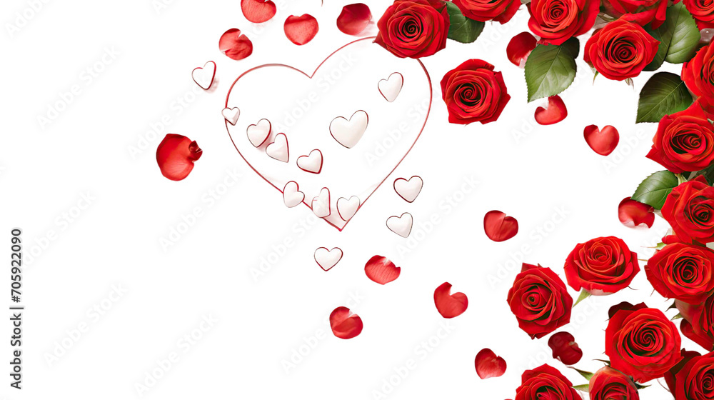  greeting card templates with realistic beautiful red rose and heart isolated on transparent background.valentines background,love concept.