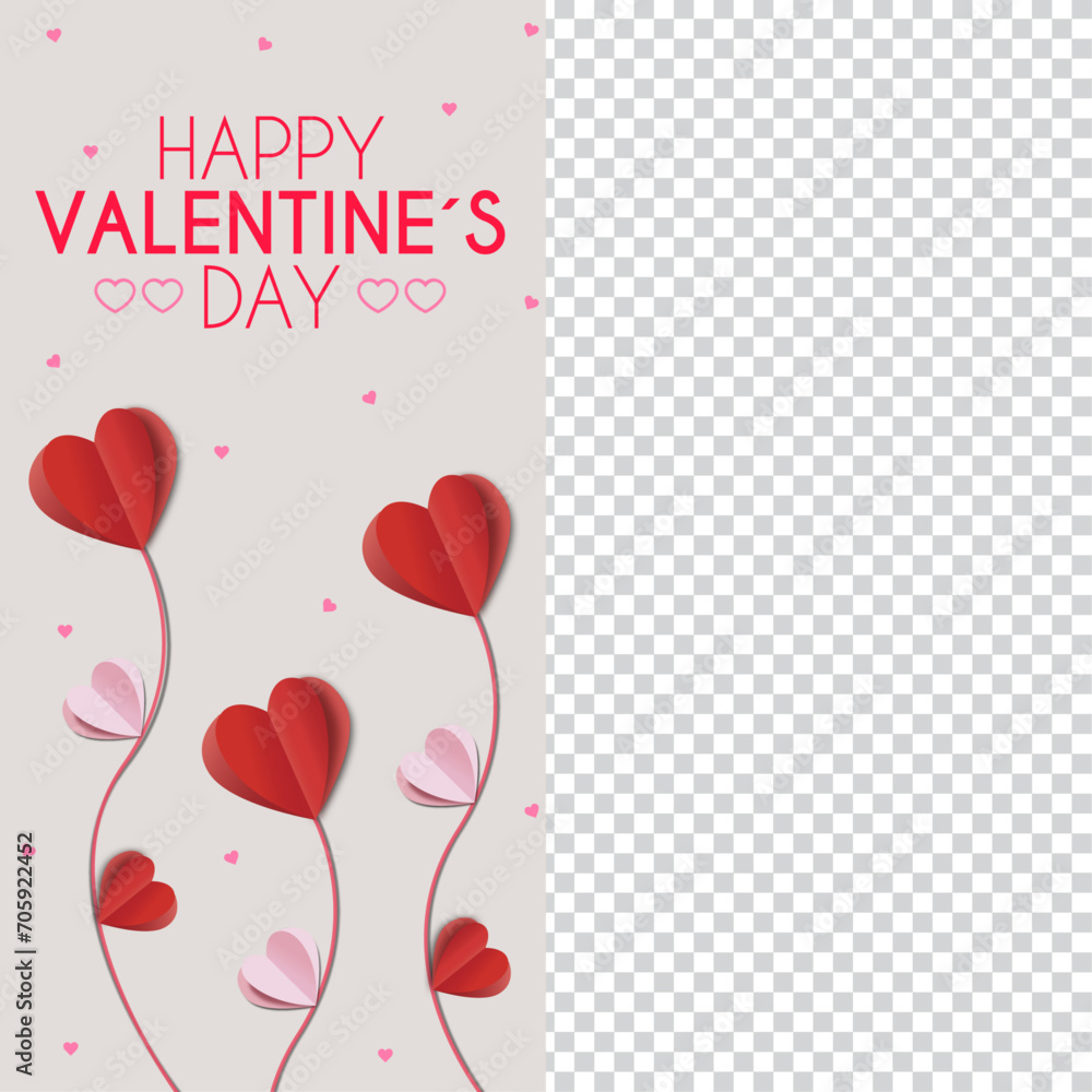 Banner Plantilla rectángulo para el 14 de febrero día de san Valentín, día del amor y la amistad, con corazones 3d