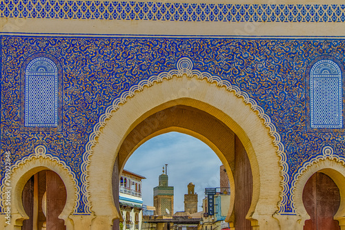 Fez. Morocco. The Bab Boujloud gate built in the 12th century.