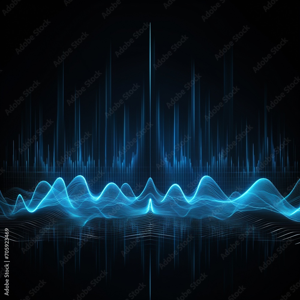 abstract blue sound wave on a dark background, vector illustration. abstract blue sound wave on a dark background, vector illustration.