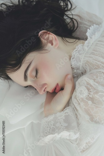 Sleeping beauty young woman portrait
