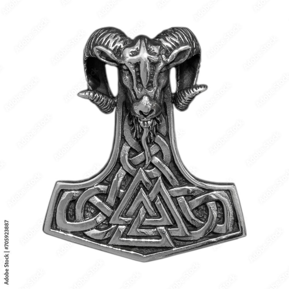 Silver Mjolnir pendant. Peruns ax. Pagan Style. Ancient amulet of