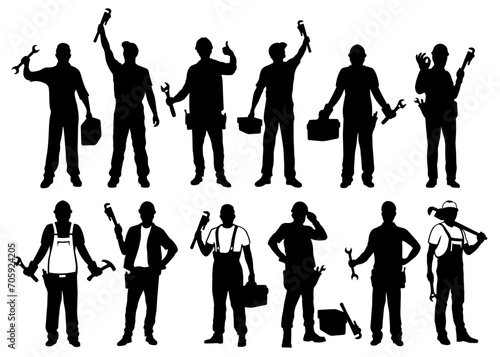 Plumber SVG Bundle, Plumber worker silhouettes,  Plumber Icon, Man plumber SVG, Mechanic SVG