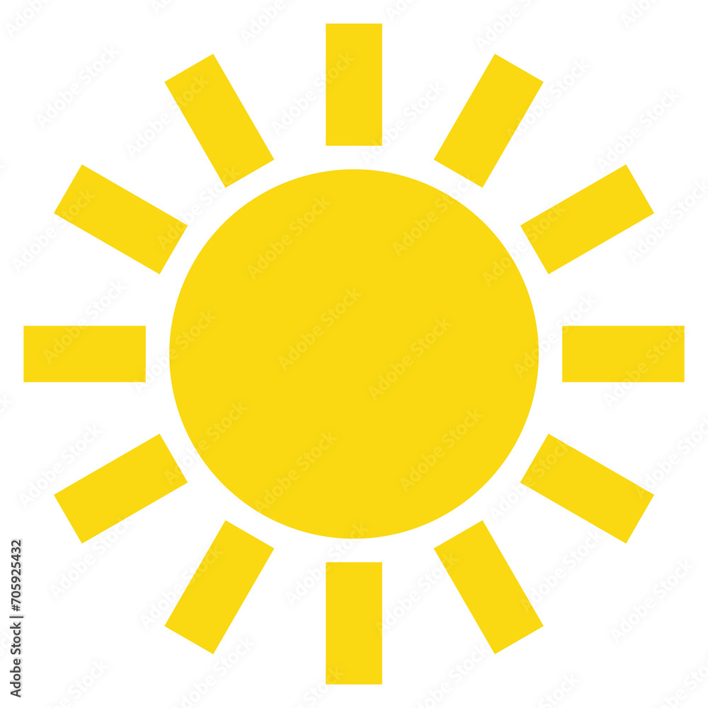 Transparent PNG of a sunny weather symbol as used on weather maps shown on television weather forecasts. It consists of a bright yellow sun with rays emerging Transparent PNG of a sunny weather symbol as used on weather maps shown on television weather forecasts. It consists of a bright yellow sun with rays emerging
