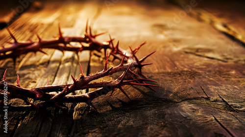 Easter. Christian Context of Holy Week. Selective focus. The crown of thorns of Jesus of Nazareth. 