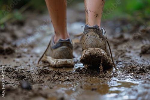 Sneakers full of mud after running