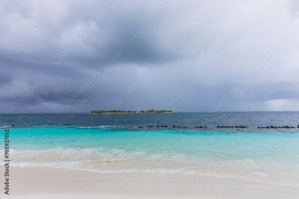 stormy sky background on a tropical island in the Maldives