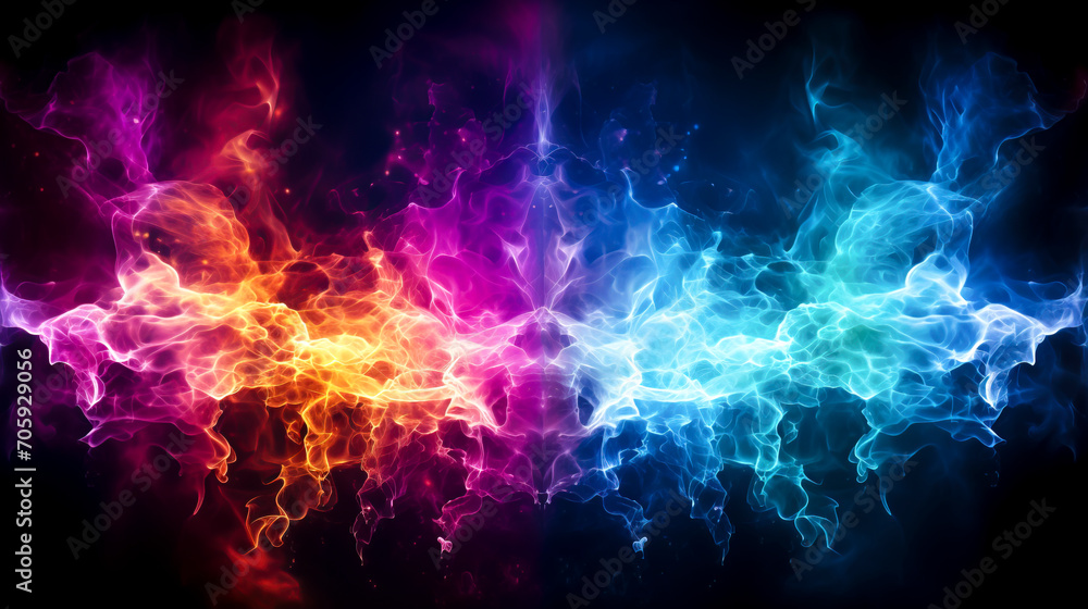 Dynamic Neon Smoke Waves in Vivid Colors created with Generative AI technology