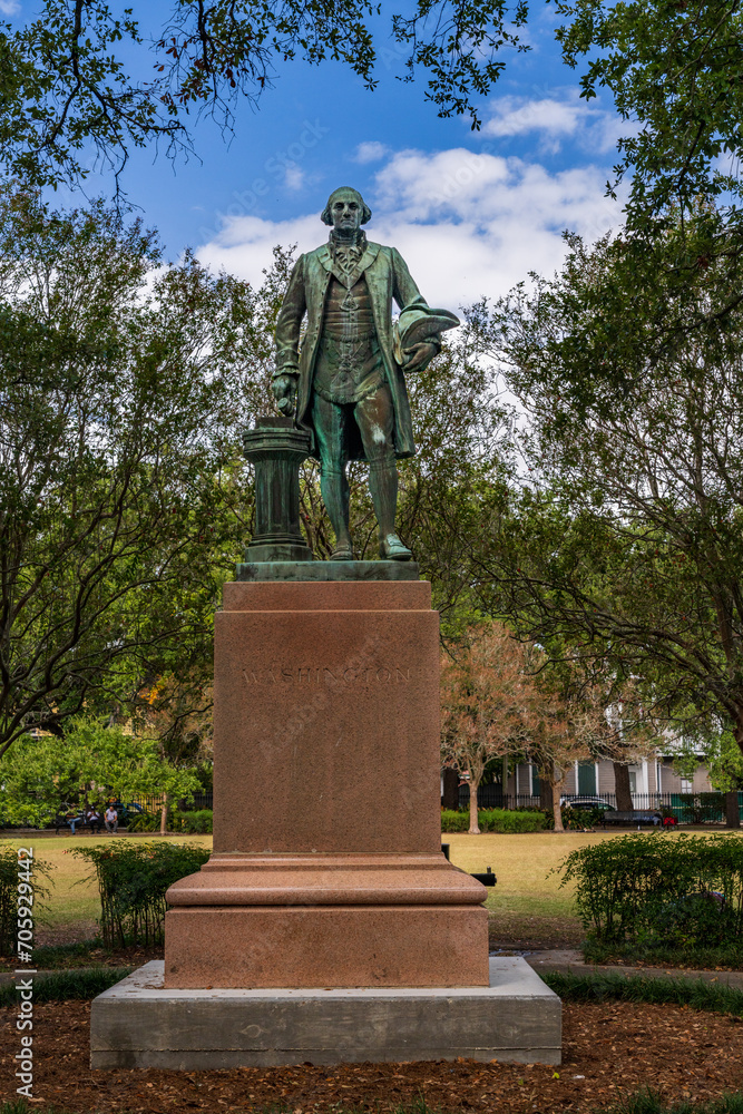 Statue of George Washington now in Marigny park after vandalized by Public Library in New Orleans