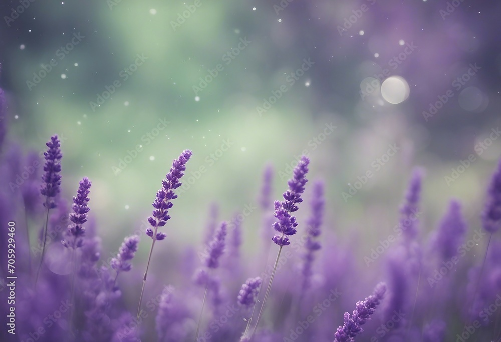 Naklejka premium Purple lavender flowers in a meadow with a green blurred background