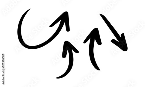 Arrow direction vector icon set isolated hand drawn arrow desoign