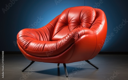 Red leather armchair, studi...
