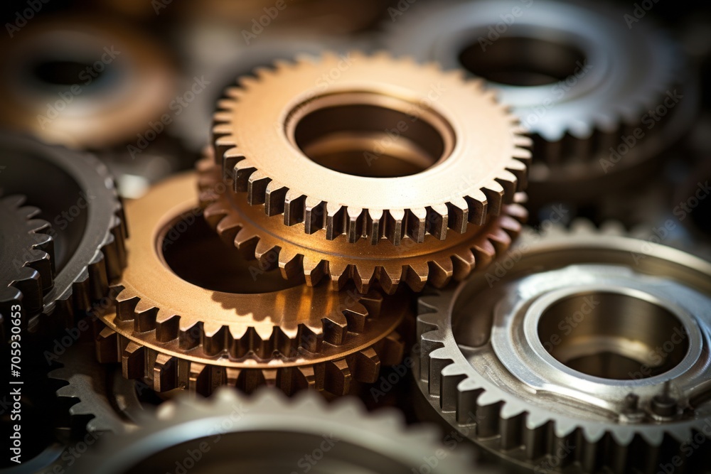 Metal gear sprockets in well used machine, closeup still life with beautiful textures and shape. Detail gear wheel. Metal gear sprockets in well used machine, closeup still life with beautiful textures and shape. Detail gear wheel.